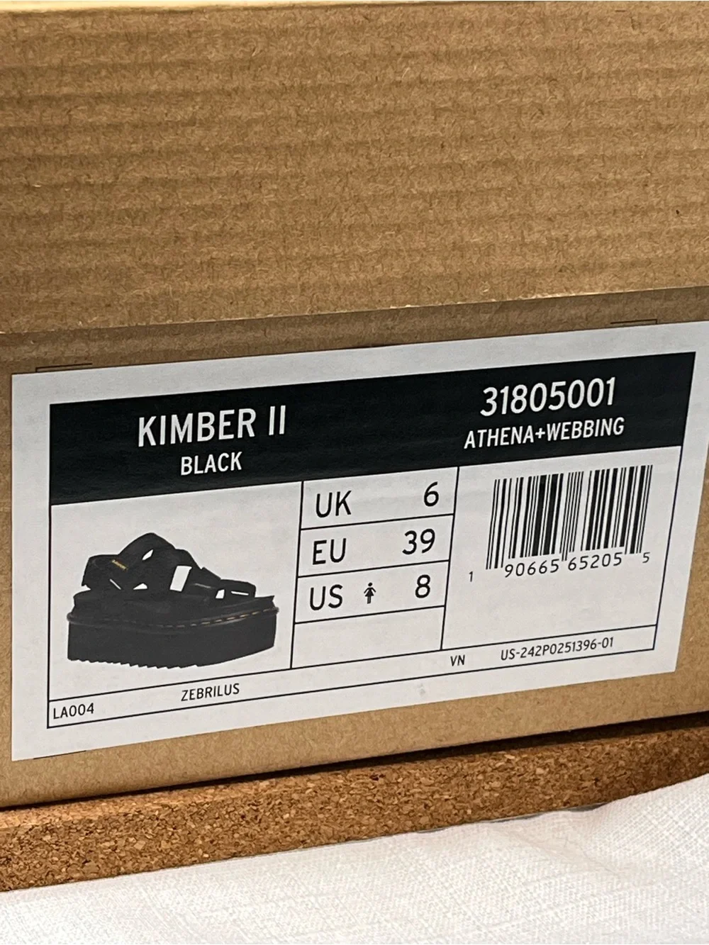 Dr. Martens Kimber II Platform Sandals Black Athena Webbing Size US 8